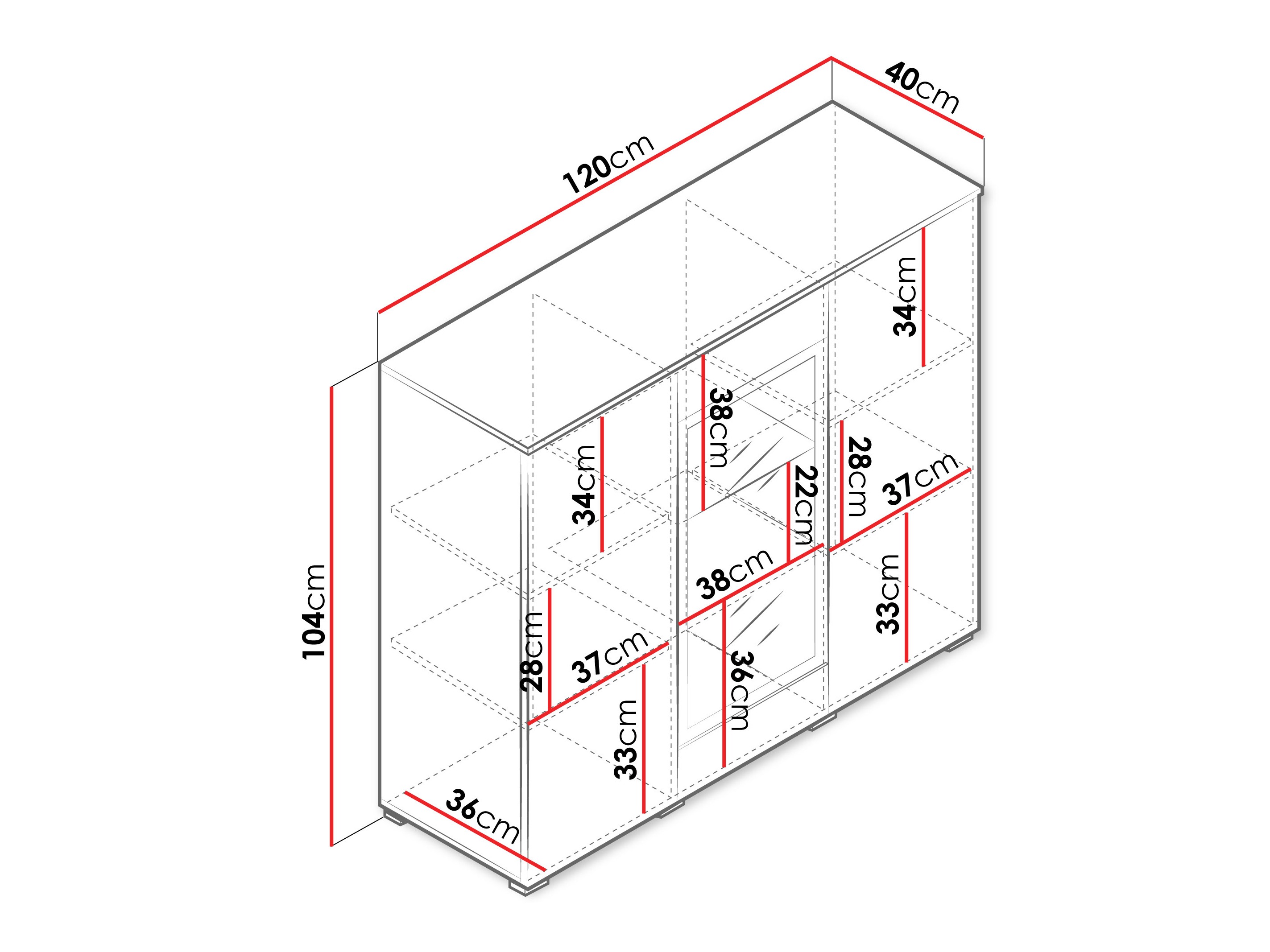 Dressoir Mirfivo 103 (Wotan eik + Glanzend wit)