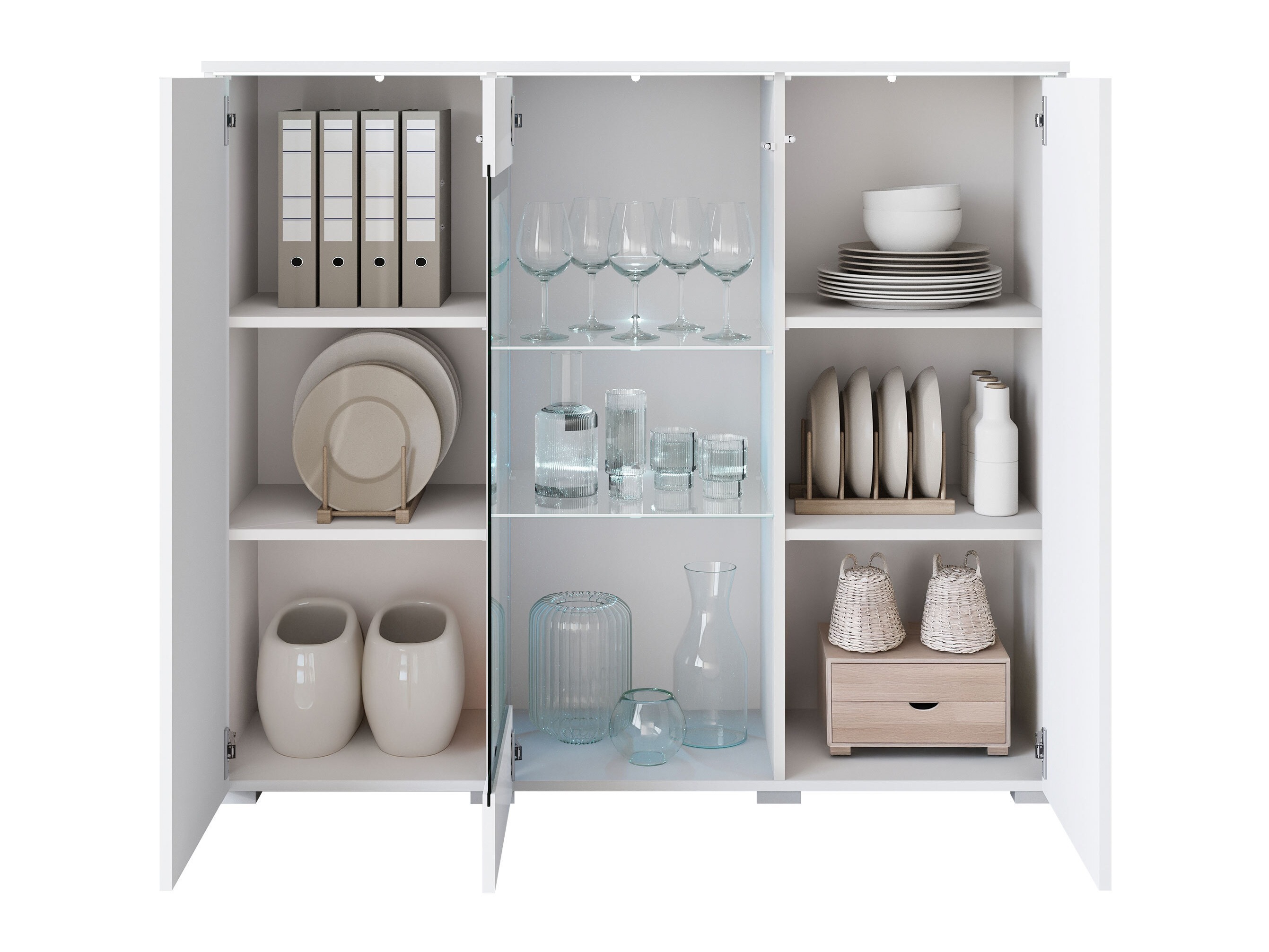 Dressoir Mirfivo 103 (Wotan eik + Glanzend zwart)