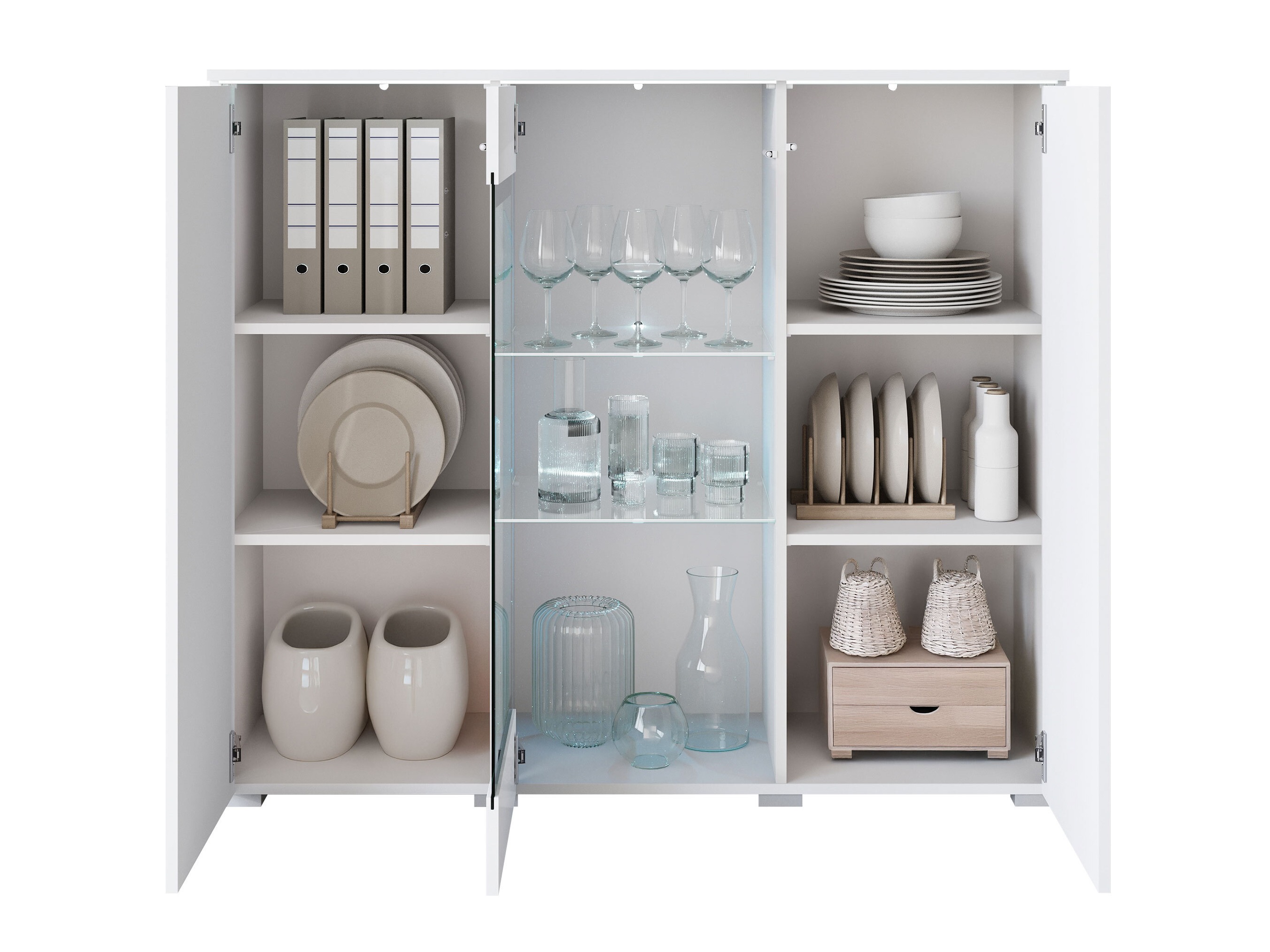 Dressoir Mirfivo 103 (Wotan eik + Glanzend zwart)