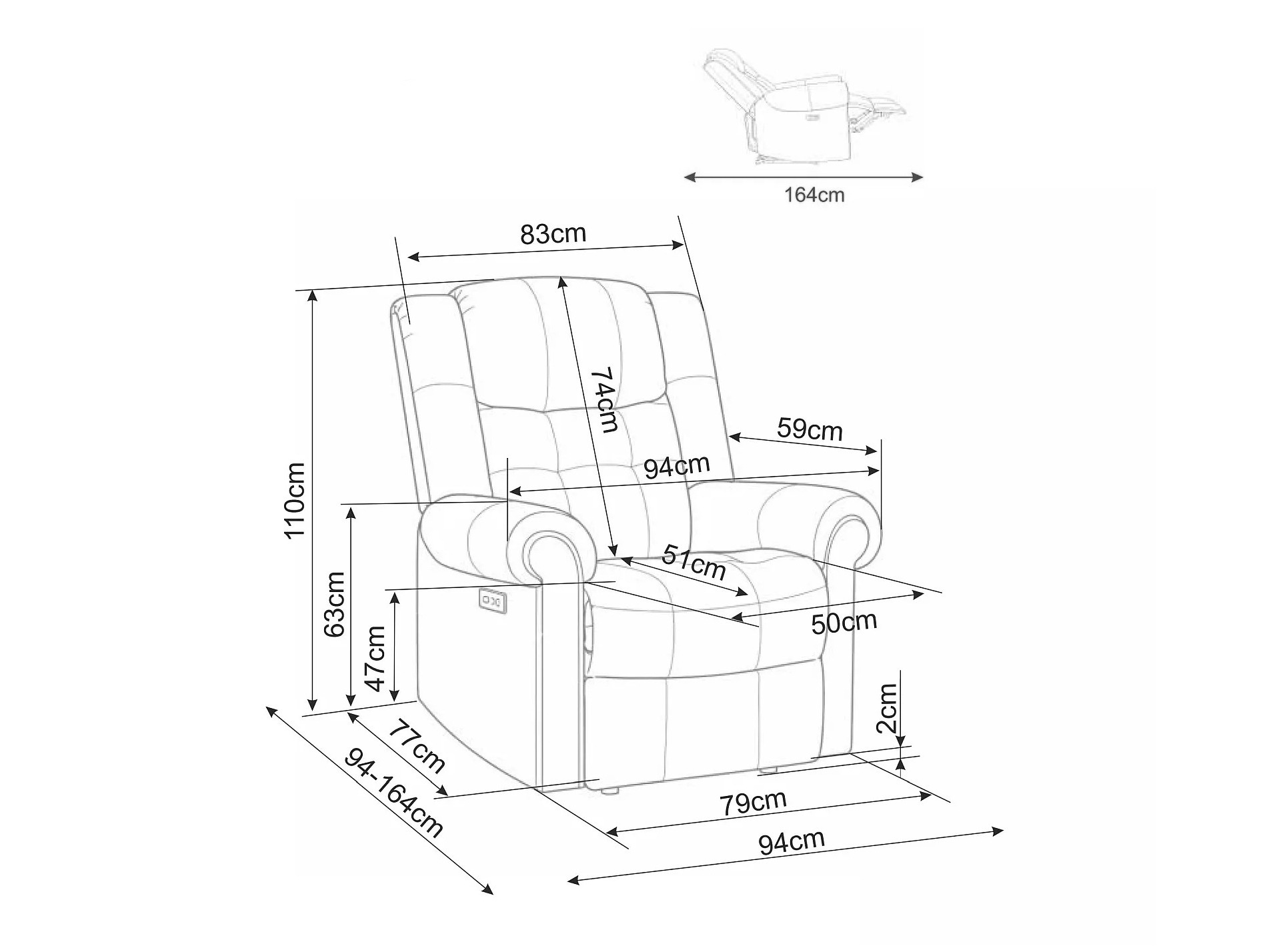 Relaxfauteuil Detroit 966 (Raven 30)