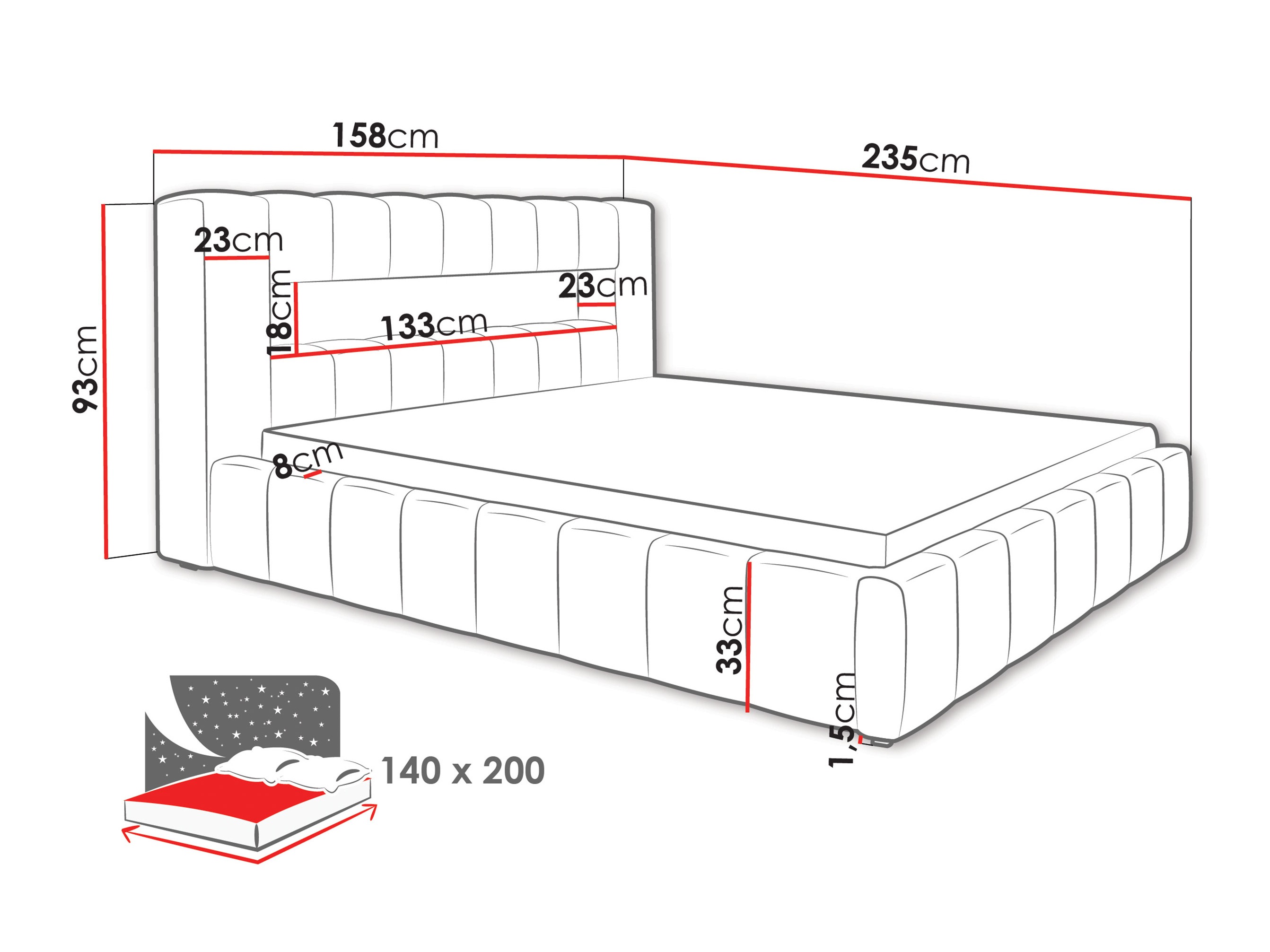 Bed Skokie 100 (Velluto 08)