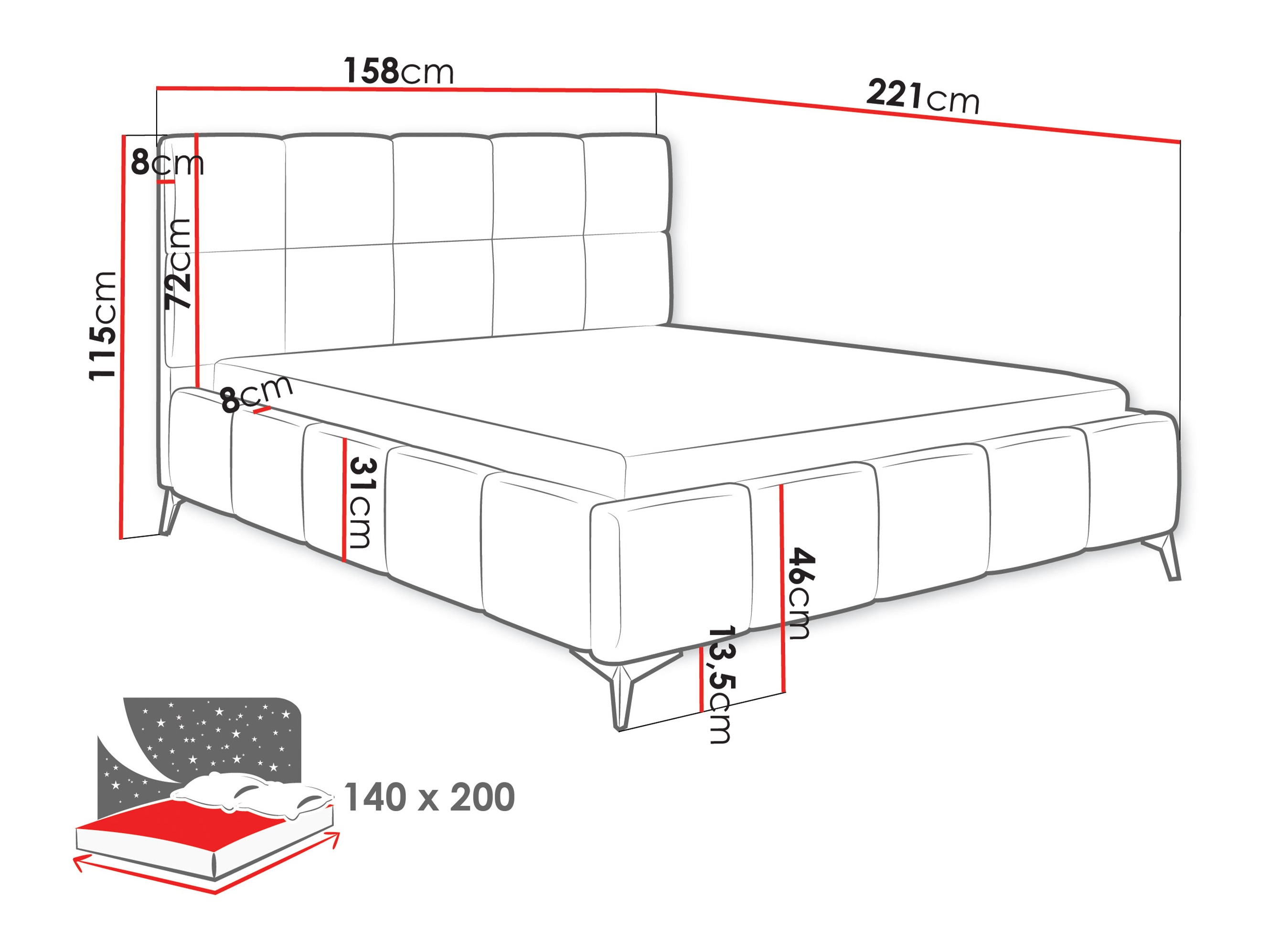 Bed Skokie 101 (Velluto 08)