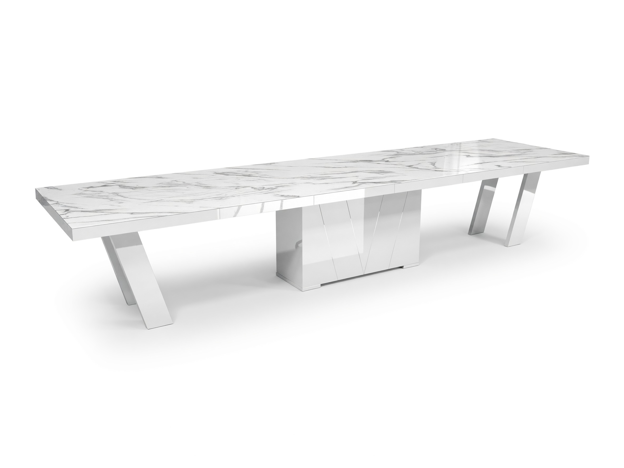 Tafel Hoboken 101 (Wit marmer + Glanzend wit)