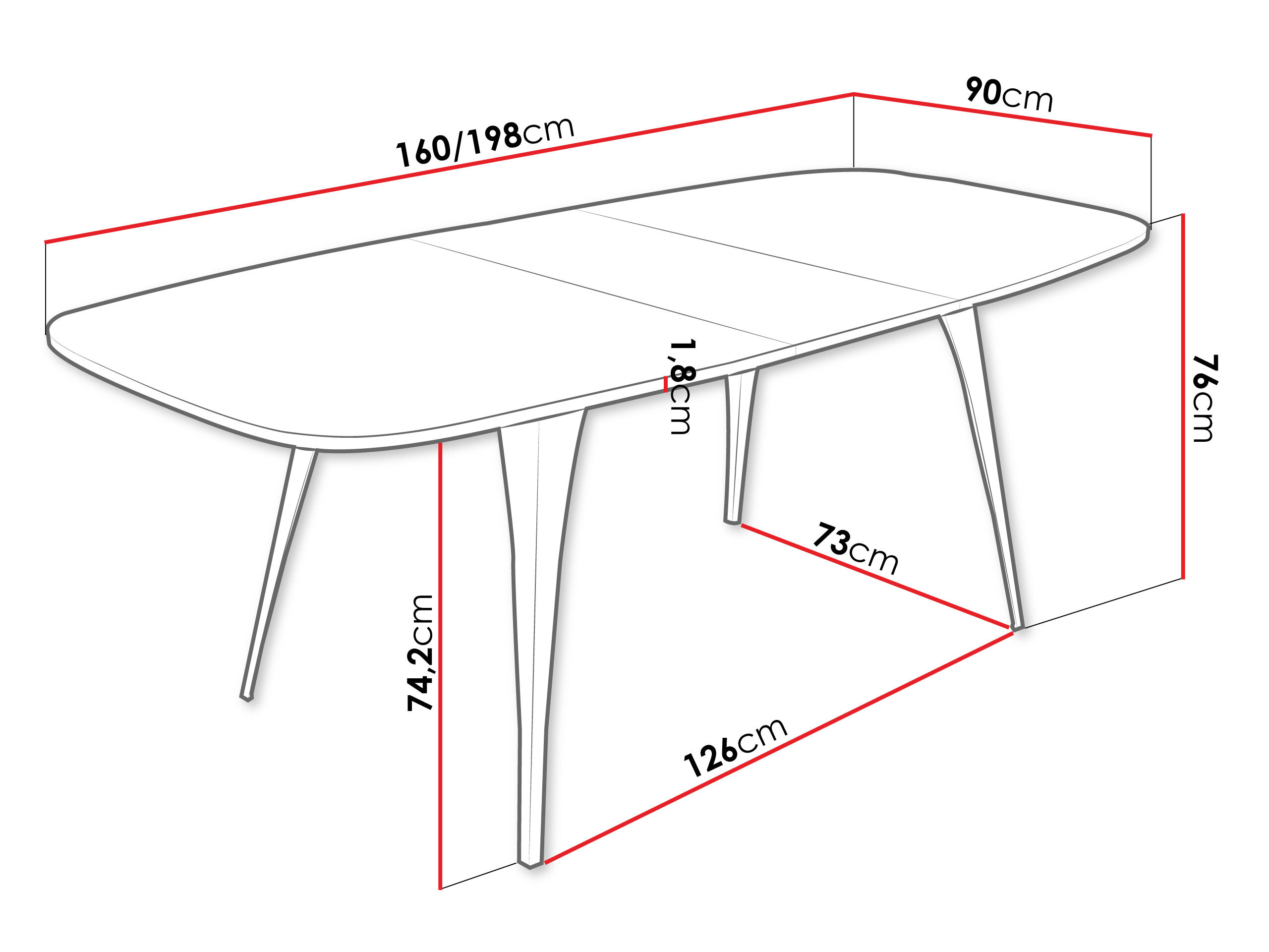 Tafel Oswego 131 (Wit)