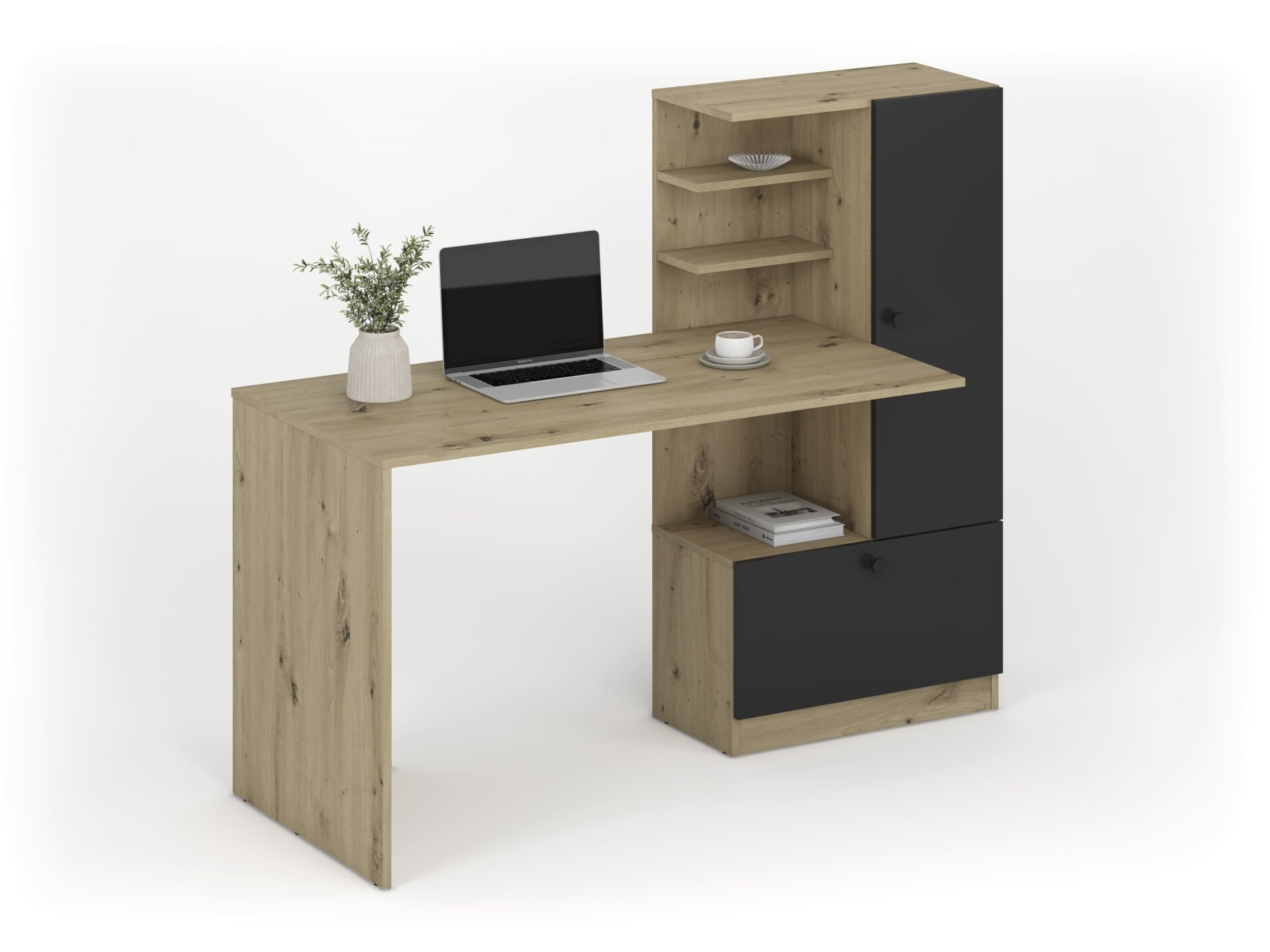 Bureau Houston 2148 (Zwart + Artisan eiken)