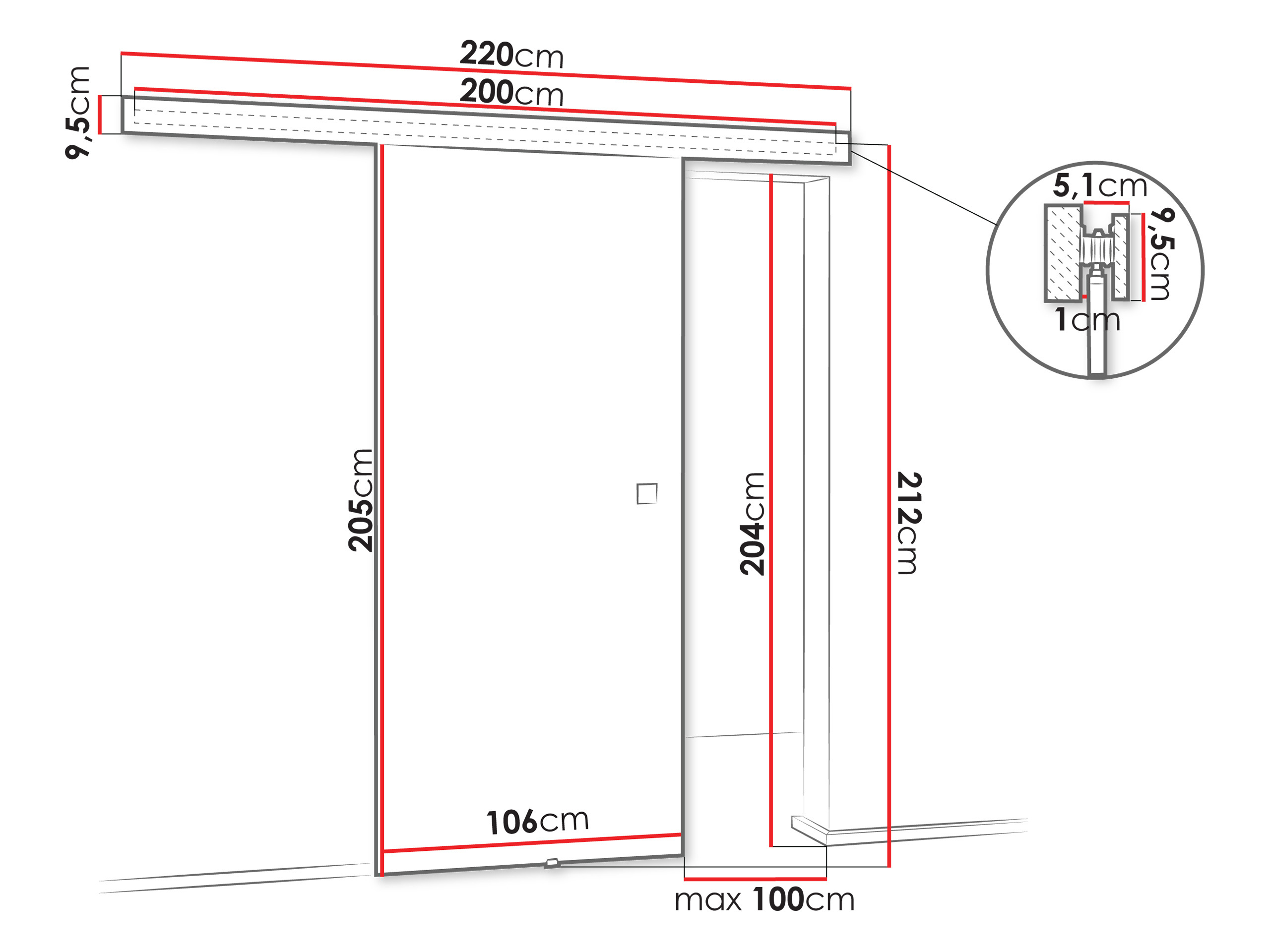 Schuifdeur Dover 170 (Grafiet)