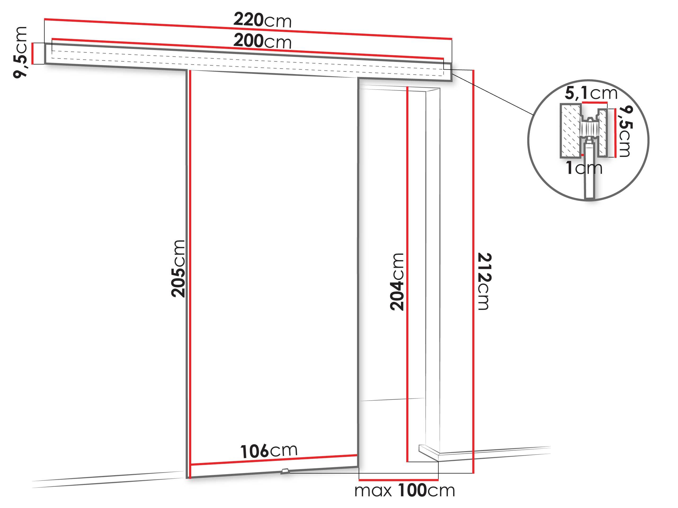 Schuifdeur Dover 204 (Antraciet + Zwart)