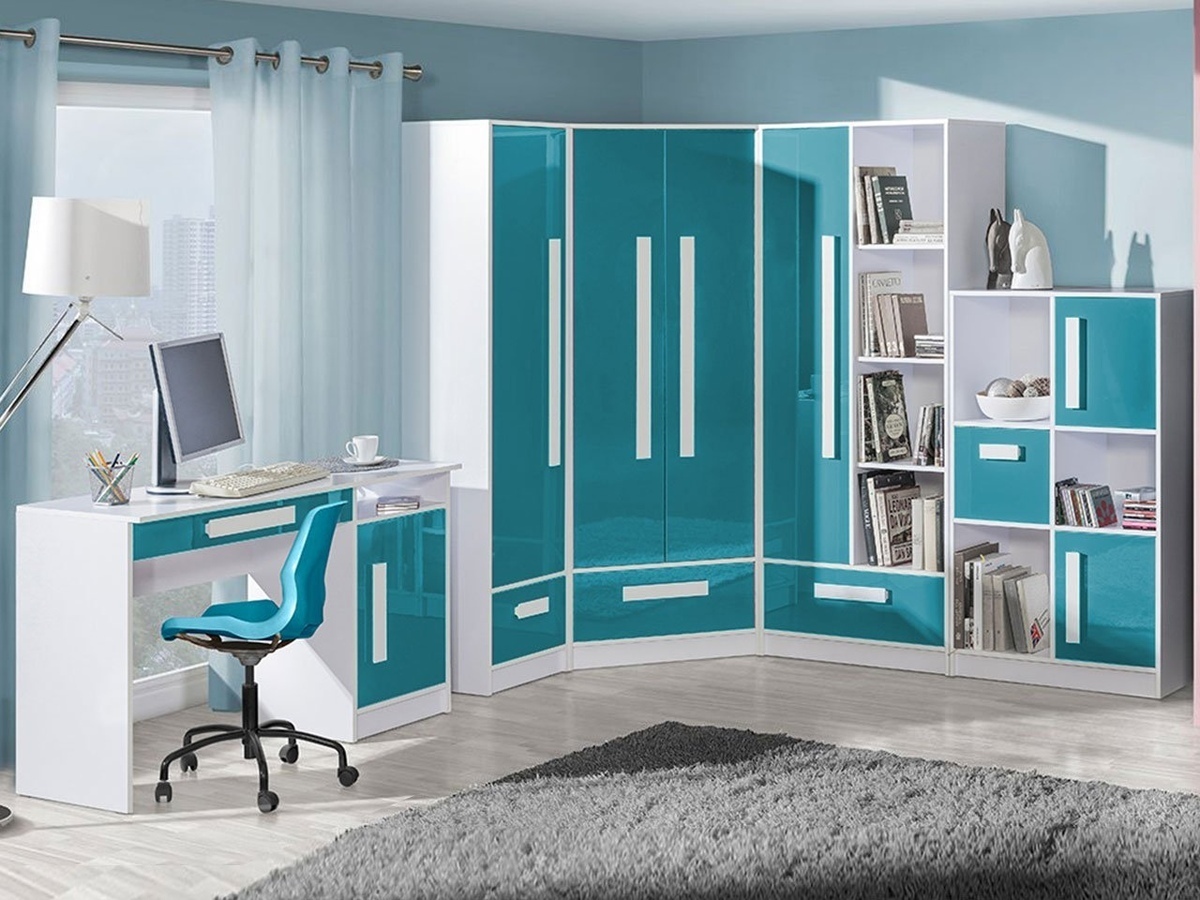 Bureau Merevari 100 (Wit + Glans Turquoise)