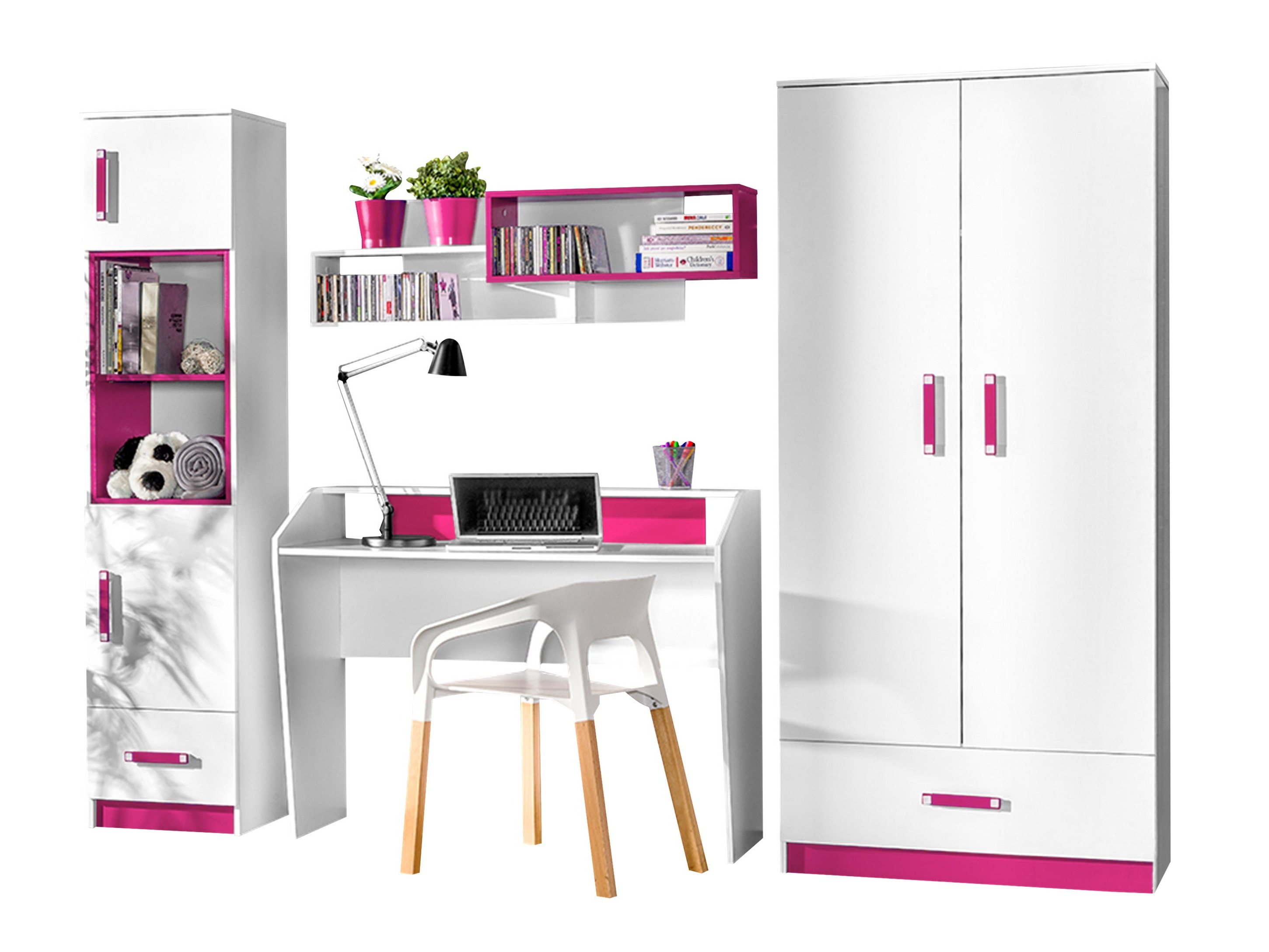 De reeks van de kinderkamer Sorviru 106 (Wit + Roze)