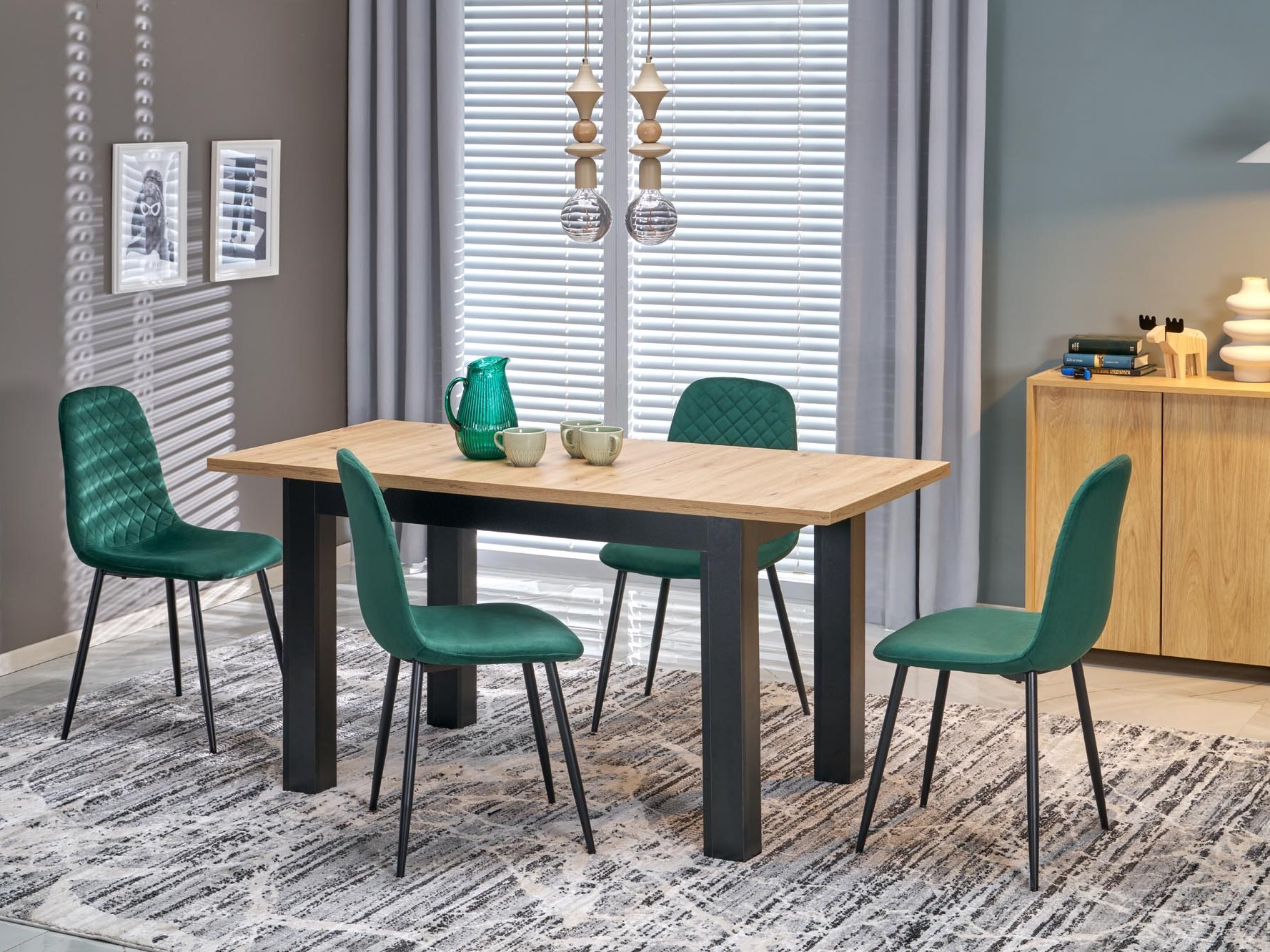 Tafel Houston 2165 (Artisan eiken + Zwart)
