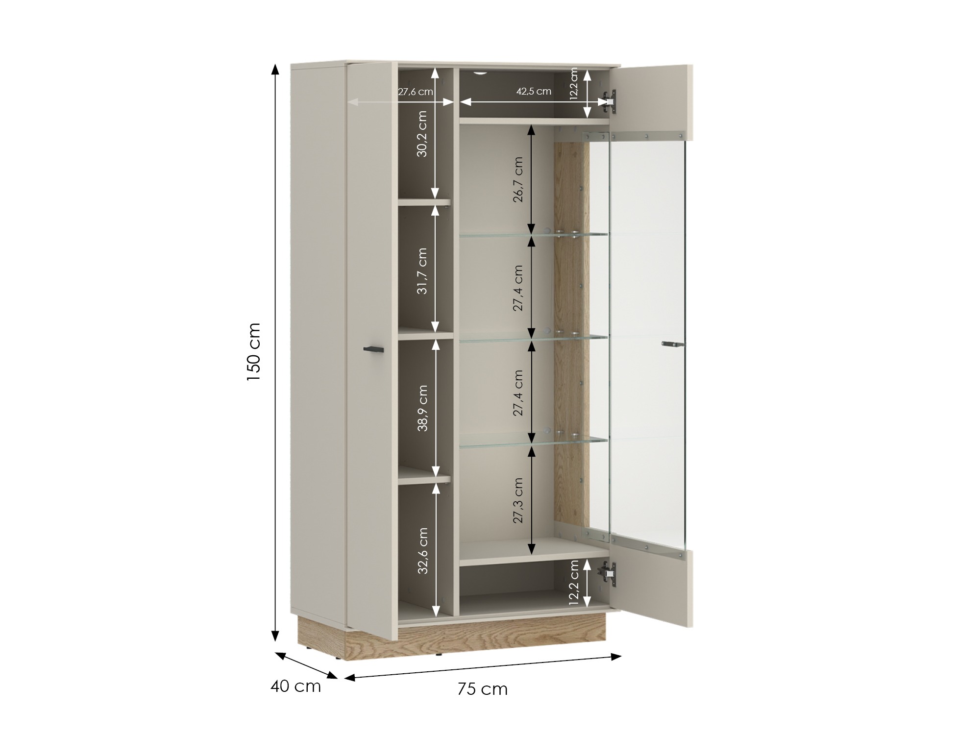 Boekenkast Avicoro 103 (Kasjmier + Sonoma eik)
