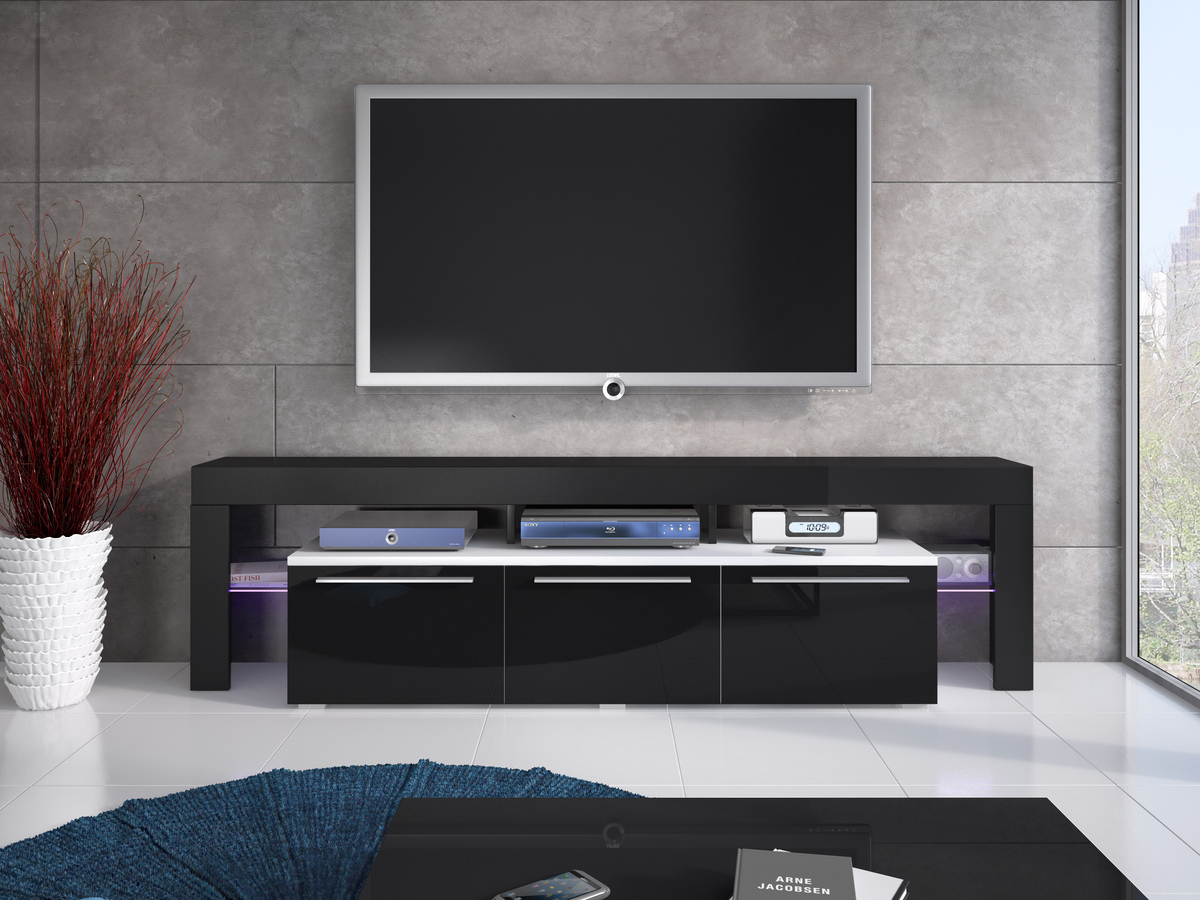 TV-meubel Arbor (Wit + Glanzend zwart)