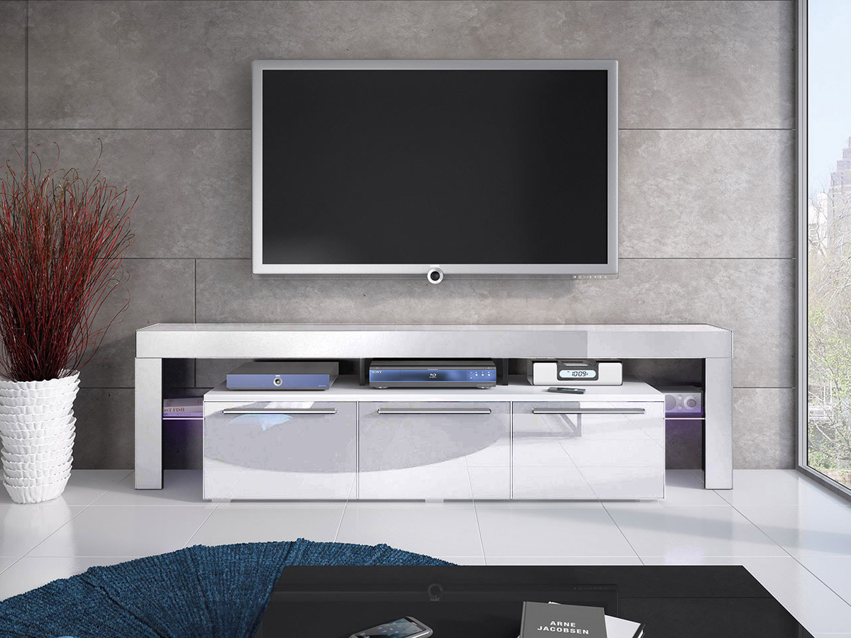 TV-meubel Nashville 103 (Wit + Glanzend wit)