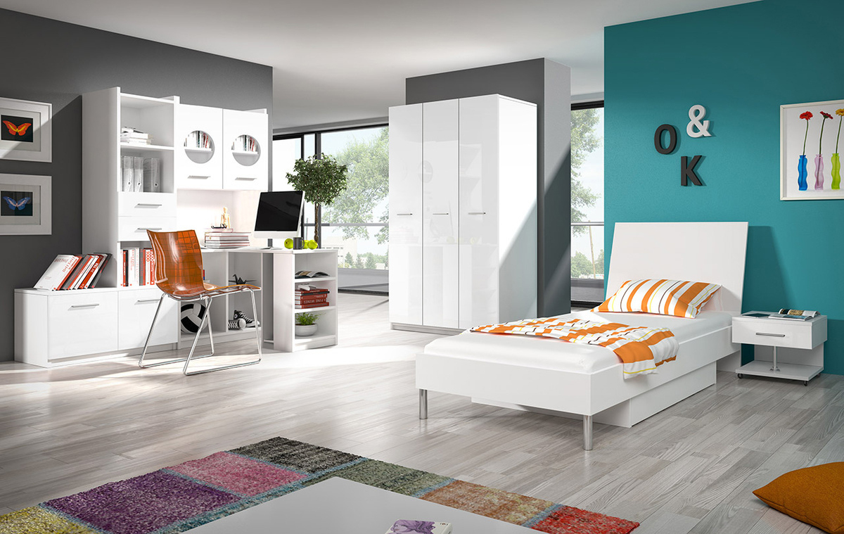 Boekenkast Salmere 105 (Wit + Glanzend wit)