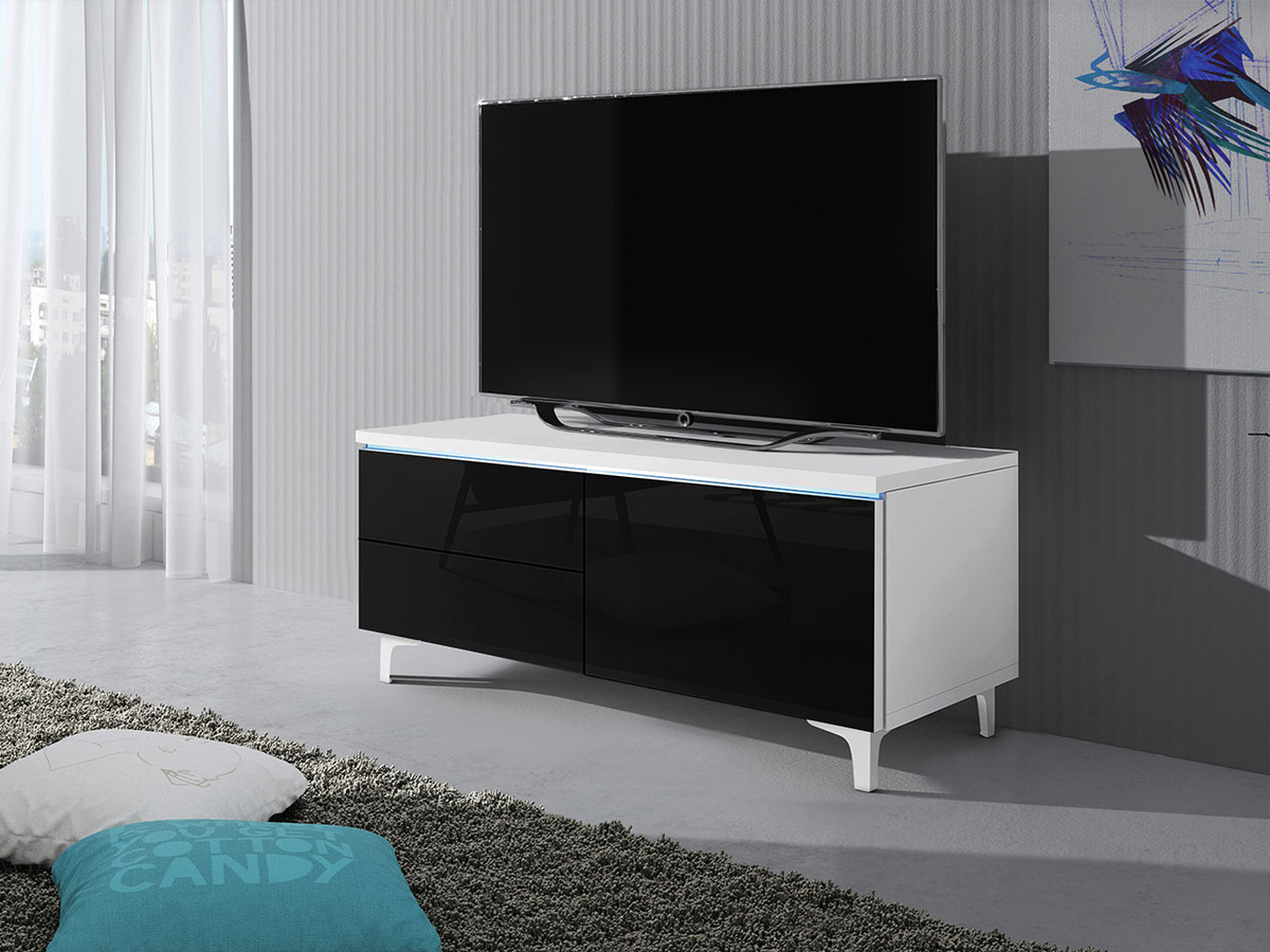 TV-meubel Uva IV (Wit + Glanzend zwart)