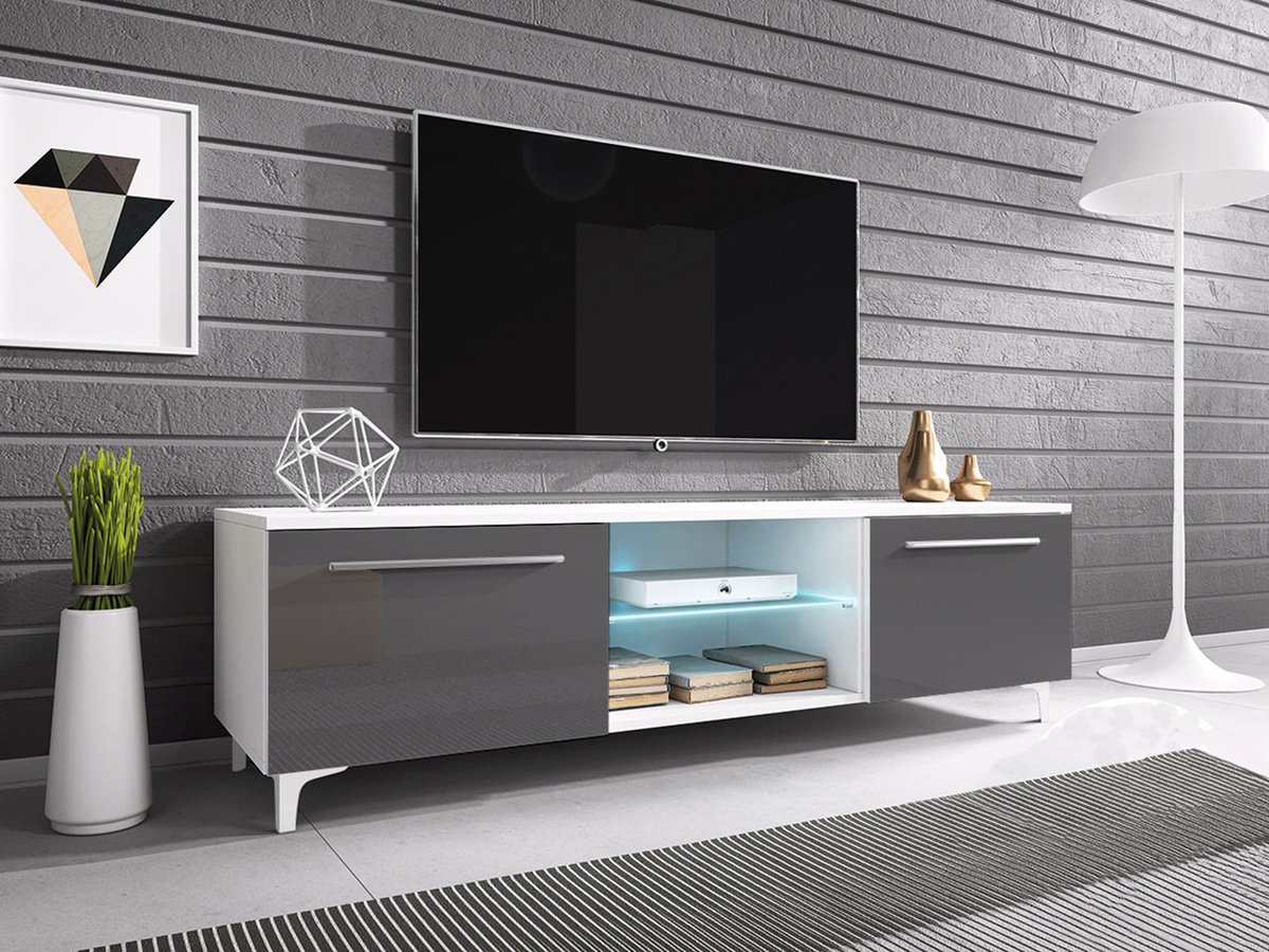 TV-meubel Uva V (Wit + Grijs met glans)